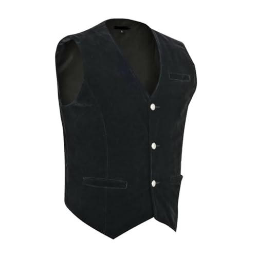 Darkrock Mens Vest Waistcoat Gothic Steampunk Victorian/Black Velvet Wedding Vest4