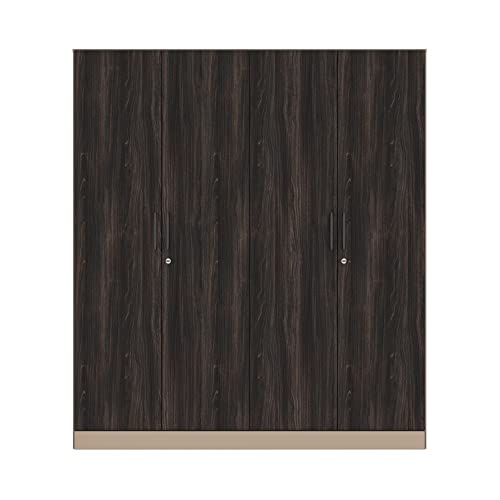 Image of Wakefit Wardrobe | 1 Year Warranty | Engineered Wood Almirah, Cupboard for Clothes Storage | 4 Door, 4 Shelves, 2 Drawers, 2 Trays, 2 Hanging Space | Cashmere Plus - Frappe-Wyoming Maple