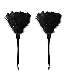 Turkey Feather Dusters for Cleaning Home Blinds Kitchen car Office, Eco-Friendly Reusable （2 pcs Black）