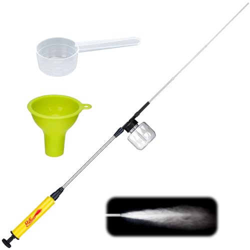 2246 Adjustable Powder Duster Sprayer Push-Pull Air Pump for Diatomaceous Earth & Delta Dust Telescoping Stainless Steel Rod Manual Applicator (Yellow 250ml)