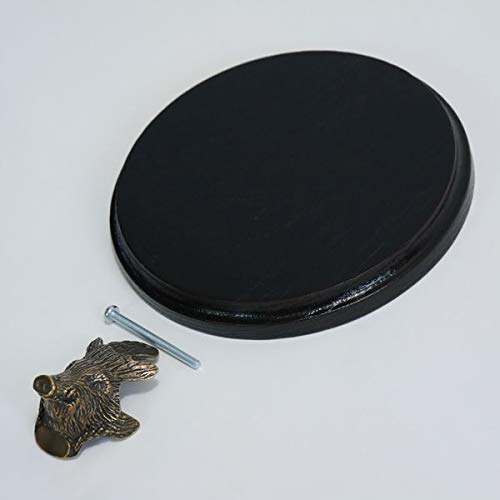 GTK - Geweihe & Trophäen KRUMHOLZ Placa de cuña para armas, placa de trofeo, redonda, oscura, AF 15 cm, con cabeza de cuña, adorno pequeño