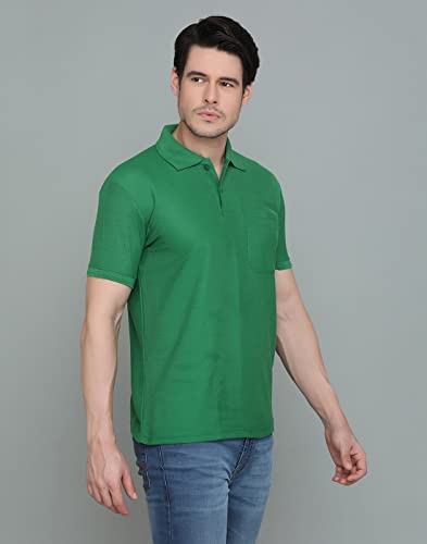 Image of INKKR Men's Polo Neck Half Sleeve Cotton Blend Regular Fit T-Shirt With Pocket