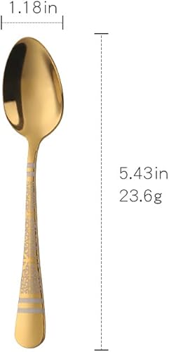 Miniatura 9 de Juego de 12 cucharas pequeñas de acero inoxidable para café expreso, color negro, con diseño único, cucharas de comida para té de postre Demitasse