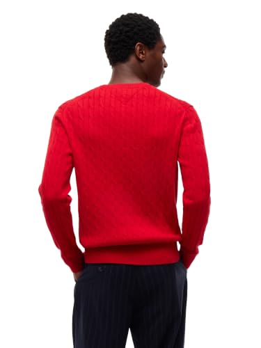 Image of Tommy Hilfiger Men's Cable Knit Crewneck Sweater Lightweight Pullover