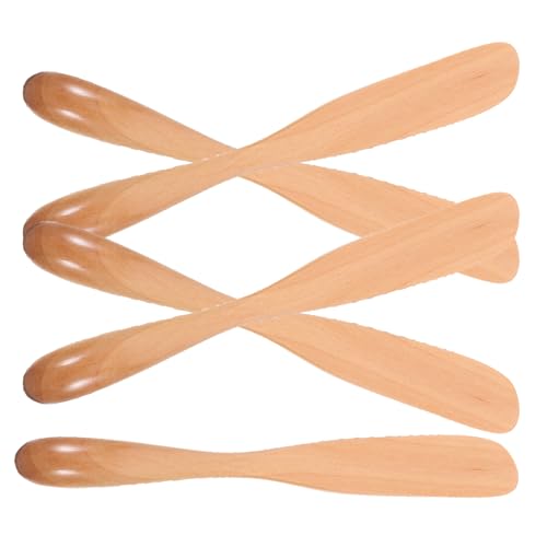 Mikikit Set 5 Coltelli Da Dessert in Legno, Spatole Per Condimenti Multiuso, Coltelli Spalmatore Di Burro e Marmellata Per Cucina Domestica