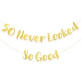 50th Birthday Decorations for Women Men 50 Never Looked So Good Gold Birthday Banner Gifts for Him Her 50th Anniversary Decorations
