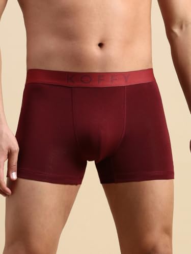 Image of KOFFY Men's Stretchable Cotton Lycra Long Trunk with C-Type Front Open | Wrinkle-Free | Ultra-Soft Elastic