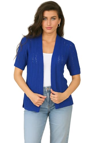 Image of Loxdonz Women's Short Sleeve Cropped Cardigan Sweaters Open Front Bolero Short Shrugs for Women