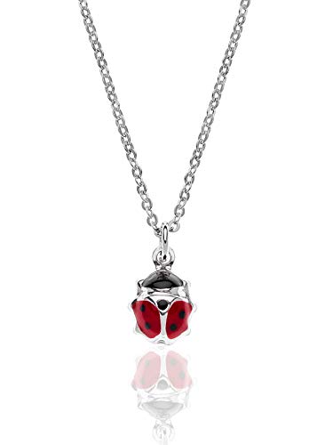 Aka Gioielli® - Collier Coccinelle en Argent 925 Rhodié Porte Bonheur pour Enfants et Fille