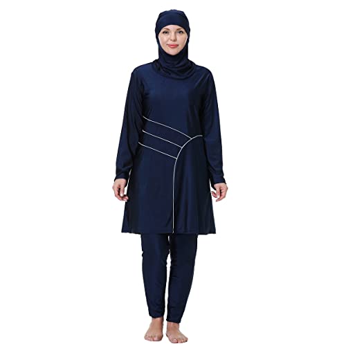 Plus Size Muslim Swimsuits for Women Rash Guard Swimwear Top Pants with Hijab/Cap
