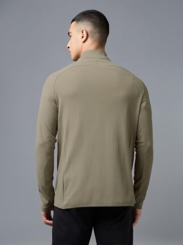 Image of TECHNOSPORT Men's Solid Full Sleeve T-Shirt ELASTOPLUS Quick Dry Slim Fit Mock Neck Sports Tee for Training Layering Casual Wear UPF50+ Anti Odour