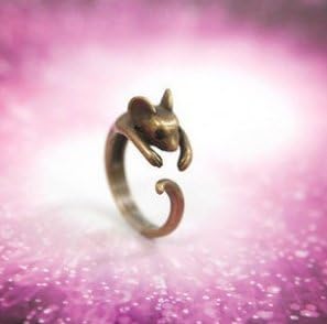 JADE DEAL PRO Base Special Unique Attractive Antique Retro Vintage Adorable Cute Mouse Ring(Antique Brass and Silver Style,Send in Random Colour)