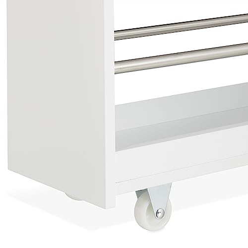 Relaxdays Nischenwagen, 4 Ablagen, schmales Nischenregal Küche & Bad, HBT: 83,5 x 18 x 59,5 cm, Rollwagen MDF, weiß