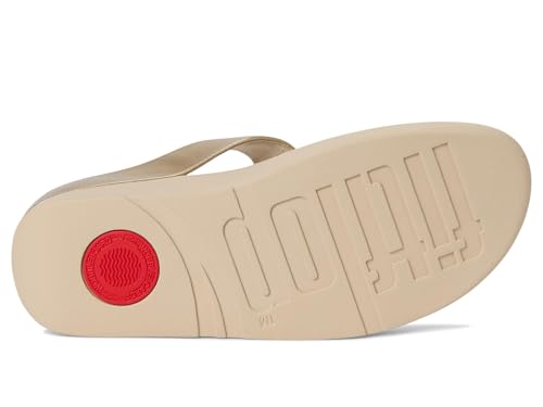 Image of FitFlop Fino Beadie-Button Metallic Toe-Post Sandals | Casual Sandals