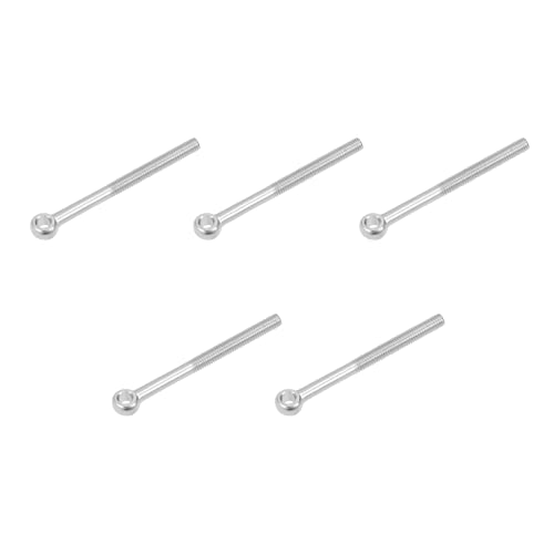 Image of METALLIXITY Shoulder Swing Lifting Bolt (M6x70mm) 5Pcs, 304 Stainless Steel Eye Bolts - for Home Renovation, Pipeline Gate Valves Fasteners, Silver