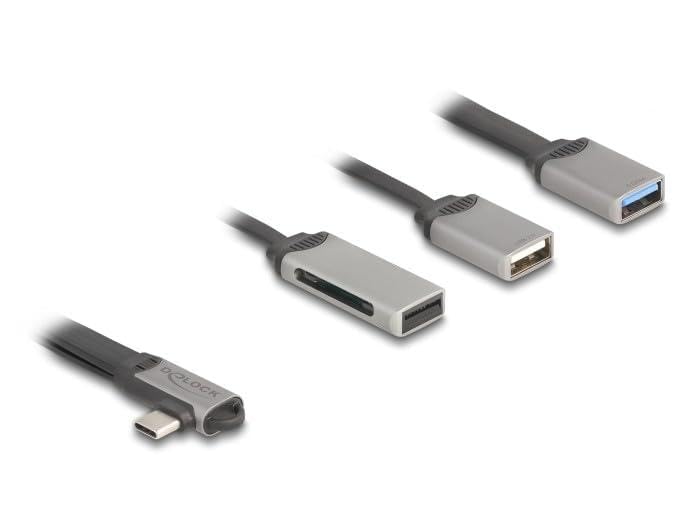 DeLOCK Hub USB de 2 puertos, incluye lector de tarjetas SD y Micro SD