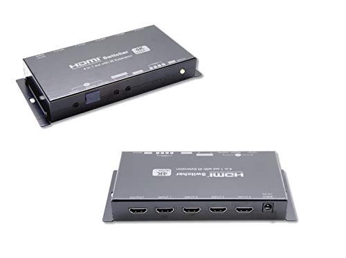 Inteset HDMI Switch & IR Repeater Combo-4 Port, 4K, HDMI 2.0 Switch-(4 in x 1 Out) with IR Device Control, Supports HDCP 2.2 Pass-Through, 3D & Full HD 1080P. You can Hide & Control Your Devices.