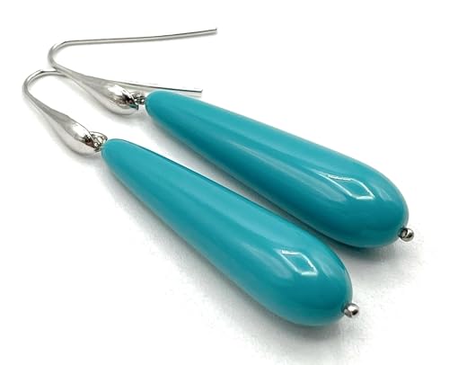 Boucles d'oreilles gouttes vertes de joaillerie italienne en argent 925 massif