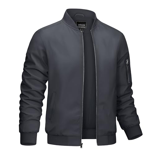 Crysully Men'S Bomber Jacket Spring Casual Light Outerwear Windbreaker Sports Jacket Coat Grey cover