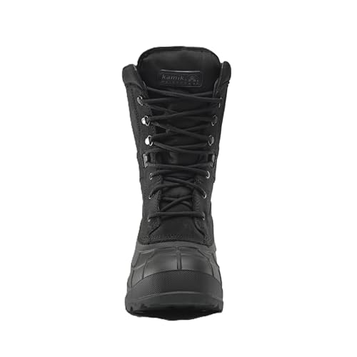 Kamik Nation Plus Snow Boot - Waterproof Winter Boots for Men - Insulated Men’s Snow Footwear - High-Traction Grip Work Shoes - Lace-Up Closure with Midfoot Hook & Strap - Dark Brown - 8