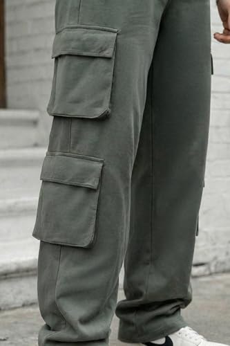 Image of Veirdo Cotton Terry 6 Pocket Oversized Baggy Fit Knitted Cargo Pant for Men (Colors: Black & Grey)