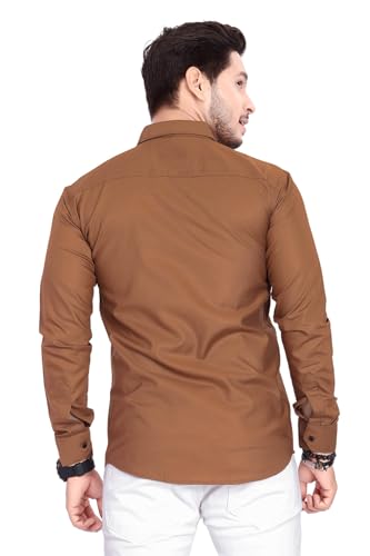 Image of Men's Cotton Spread Collar Full Sleeve Regular Fit Solid Casual Shirt with Double Pockets - Stylish Comfortable Shirt for Everyday Wear