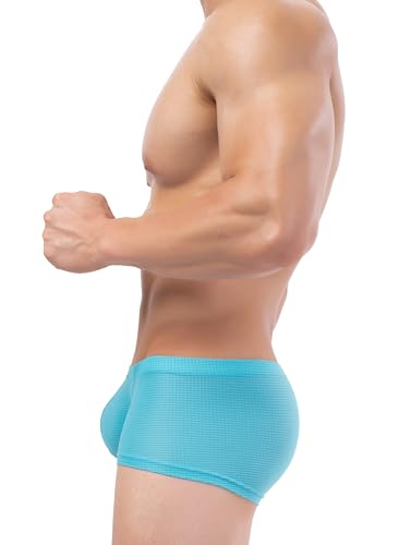 IKINGSKY Men's Bright Color Boxer Briefs Breathable Bulge Shorts Underwear Sexy Low Rise Trunk Under Panties for Men3