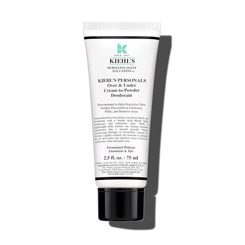 Kiehl's Over & Under Cream To Powder Deodorant, Lightweight Deodorant, Gentle and Effective, Suitable for Your Underarms, 75ml