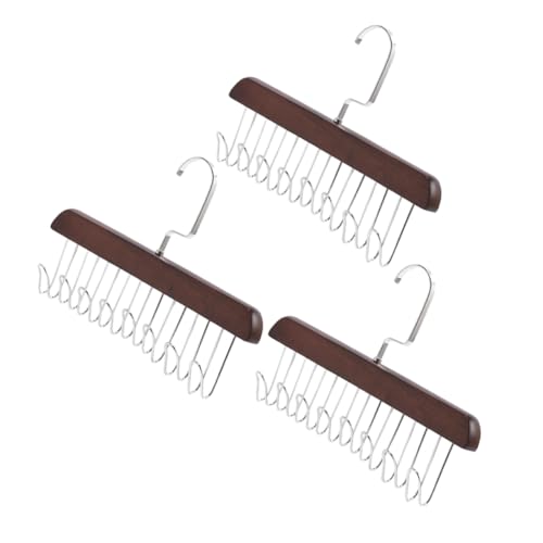 Ciieeo 3pcs Vintage Multi Functional Wardrobe Hanger with Hooks for Belt Tie Scarf and Storage Space Saving Closet Organizer for