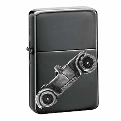 Briquet à essence classique M Ref139 noir rechargeable et coupe-vent avec motif effet étain