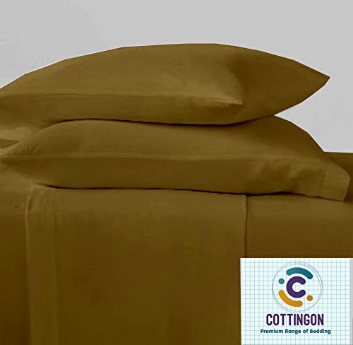 Image of Cottingon 5 PCs Split King Sheet Sets for Dual Adjustable Beds, Soft Luxury Microfiber XL Sheets for King Size Mattress Fits 15 to 18 deep Pocket, Taupe