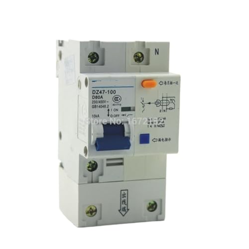 Disyuntor diferencial DZ47LE 1P+N de 80A para control de sobrecorriente