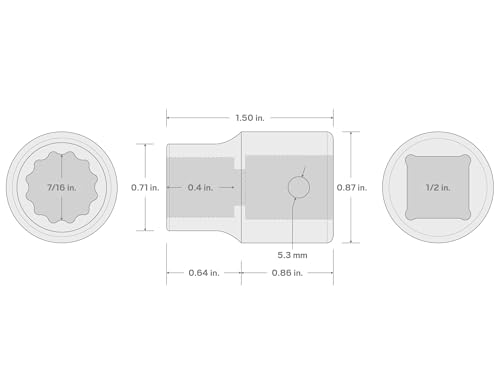 Image of TEKTON 1 /2 Inch Drive x 7 /16 Inch Shallow 12-Point Impact Socket | SID22211