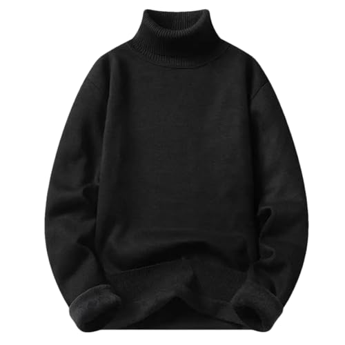 Men Fashion Autumn Winter Fleece Turtleneck Sweater Slim Fit Knitted Solid Color Warm Knitting Pullover Sweaters
