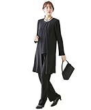 [ニッセン] ブラックフォーマル 【喪服・礼服】 トールサイズ 洗えるロング重ね着風ブラウススーツ（ブラウス＋パンツ）(接触冷感・防しわ 黒 LLTT