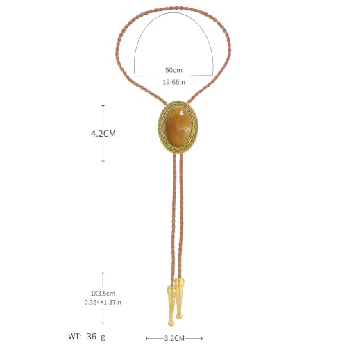 Image of Jeilwiy Bolo Tie for Men Real Stone Westwern Cowboy Ties Silver Bolos Women Leather Necktie Gift for Birthday Christmas