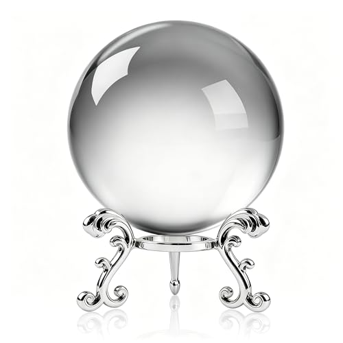 Image of ZEERSHEE 3.1in Crystal Ball with Stand, Photography Prop for Decor | Premium K9 crystal Polished for exceptional clarity Includes display stand and gift box Ready to display