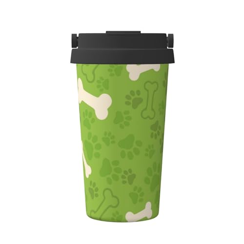 緑の犬の足の骨 水筒 スポーツボトル 真空断熱ケータイマグ 500ml ステンレス製 直飲み キャリーハンドル付きコーヒーカップ 持ち運び便利 コンパクト 保温保冷 ドリンクカップ