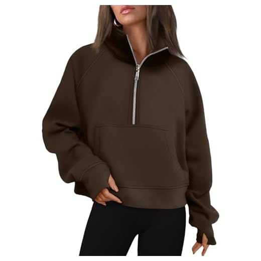 AUTOMET Womens Sweatshirts Half Zip Fleece Pullover Fall Outfits Coffee