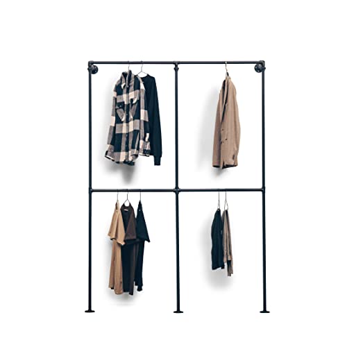 RSR Hangers Kleiderstange Industrial Schwarz für Decke Deckenmontage Breite 140 cm x Höhe 30 cm