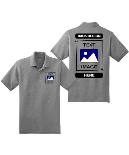 Gildan Custom Polo Shirts - Polo personalizado de manga corta para golf unisex adulto - Agrega tu imagen, texto o foto