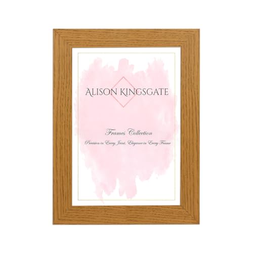 Alison Kingsgate Modern 8X6 Oak Picture Frames- Engineered Wood Photo Frame with Shatterproof Perspex Front- Ideal for Posters, Certificates & Artwork- Wall Mount or Tabletop Display