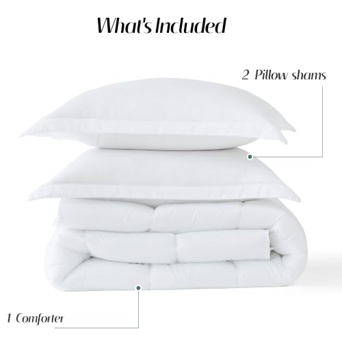 Image of HIG 3pc White King Size Bedding Comforter Set Duvet Insert Blanket
