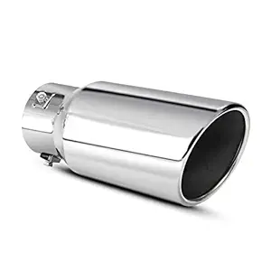 Apeixoto 2.0 2.25 2.5 Inch Adjustable Inlet Exhaust Tip 4 inch Outlet 9 Inch Long Polished Stainless Steel Exhaust Tip with Bolt On Design