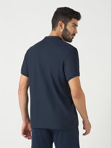 Image of TECHNOSPORT Men's Solid Slim Fit Polo Collar T-Shirt MATPIQ Half Sleeve Button Polyester for Gym Running Workout UPF50+ Anti Odour