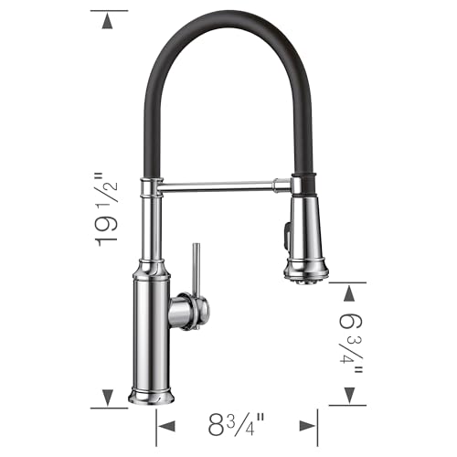 Image of BLANCO, Polished Chrome 442508 EMPRESSA Pull-Down Dual Spray Semi-Pro Kitchen Faucet, 1.5 GPM