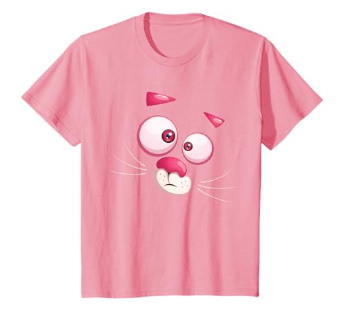 Fato de cara de pantera de gato rosa divertido t-shirt