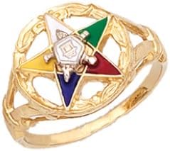 US Jewels Ladies 0.925 Sterling Silver or Vermeil Masonic Freemason Eastern Star Ring
