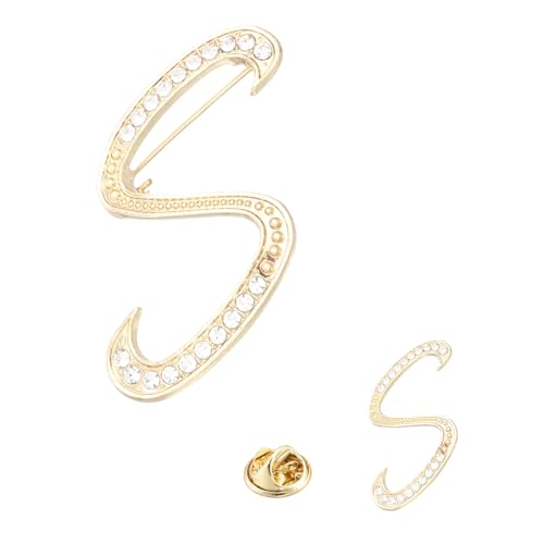 Image of PATIKIL Rhinestone Letter Brooch Pins, Initial Rhinestone Alphabet Letter Lapel Badges Pin for Women Men Suits Dress Coat