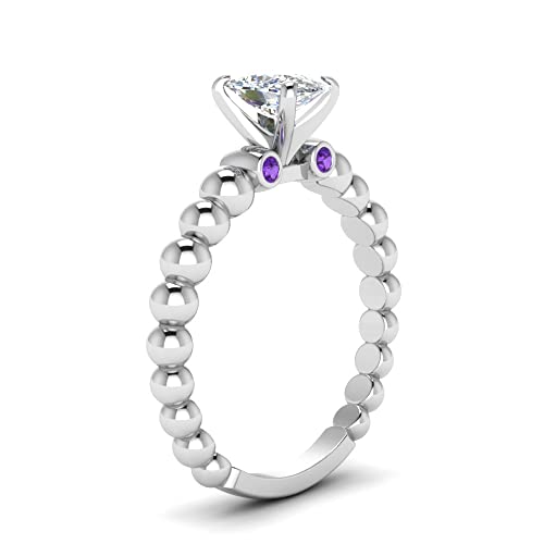 Image of 55Carat Choose Your Gemstone Bead Diamond CZ Engagement Ring sterling silver Emerald Shape Side Stone Engagement Rings Everyday Jewelry Wedding Jewelry Handmade Gifts for Wife US Size 4 to 12